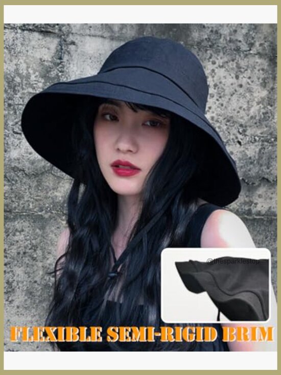 Wide Brim Bucket Hat with Adjustable Strap, Packable Travel Design main image 6